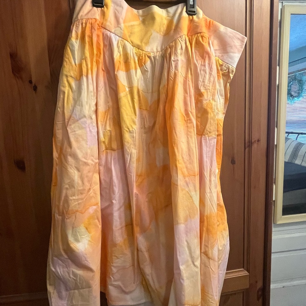 Eloquii A-Line Skirt in Orange and Pink